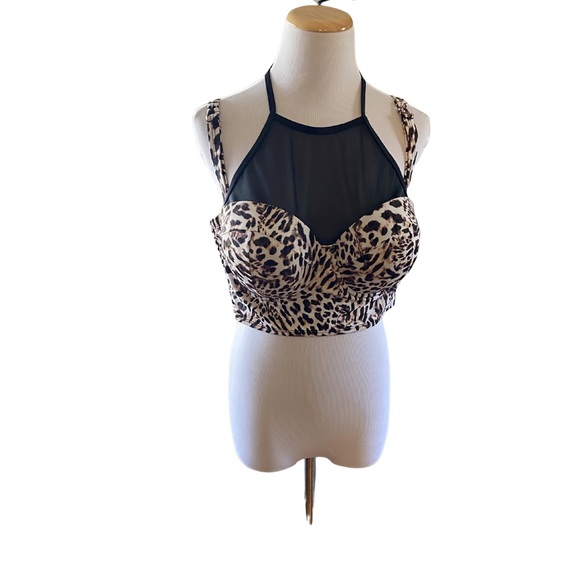 Torrid Leopard Print Halter Swim Top Size 1 (1x) - Picture 2 of 8